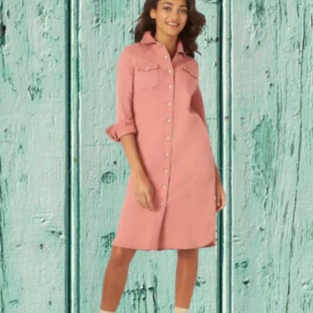 LEE Vintage Modern M Canyon Rose Western Denim Jean Shirt Dress Jacket NWT - Picture 2 of 12